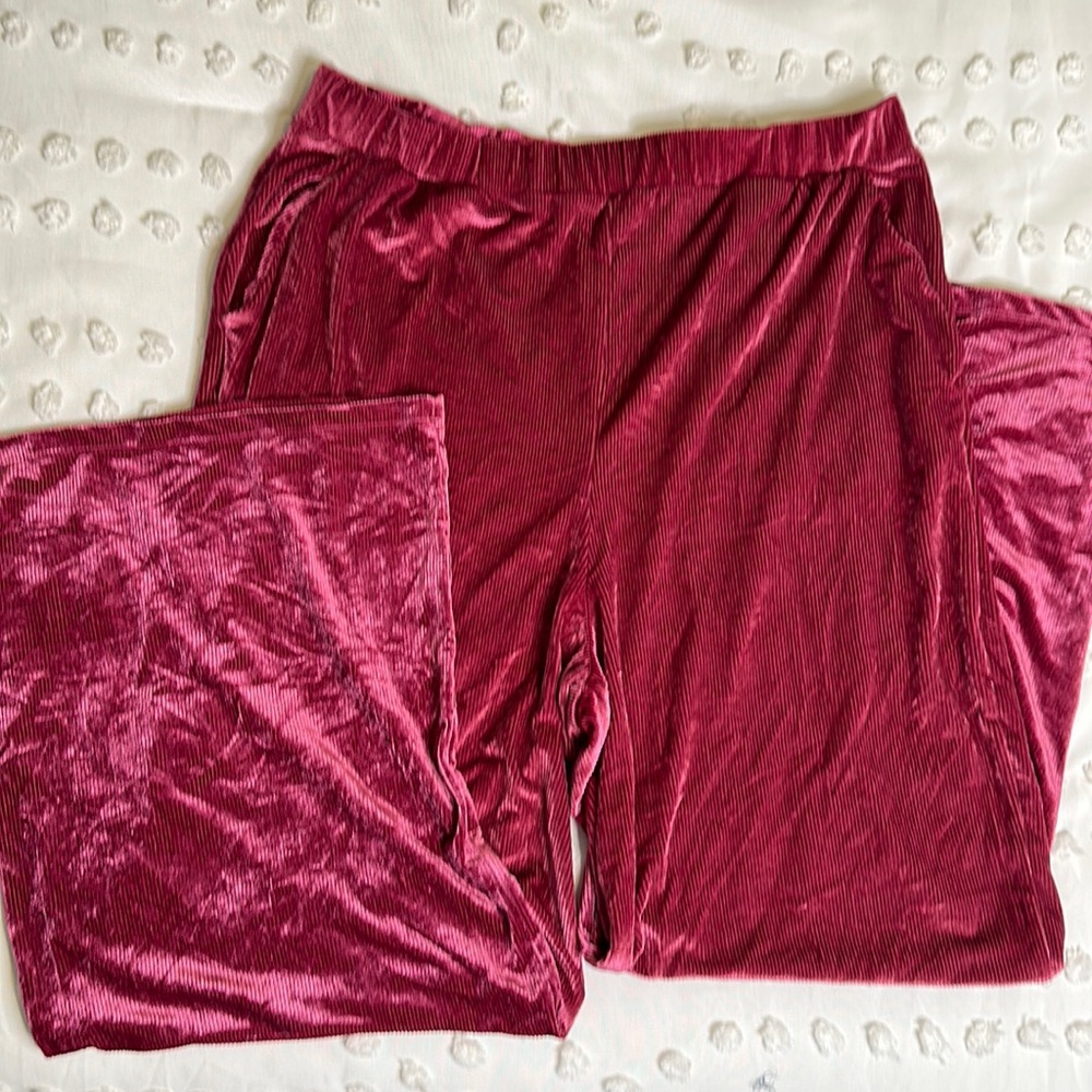 Free People Kit Kat Lounge Velour Wide Leg Trouser